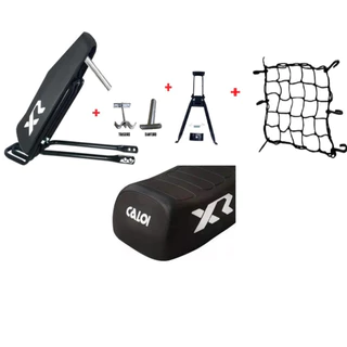 Kit de Banco de Bicicleta Caloi com Descanço Cavalete + Rede Elástica Redinha com Garupa Garupeira Bagageiro Rabetão