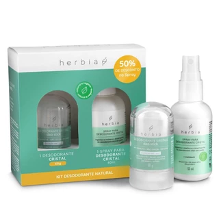 Kit Herbia: Desodorante Kristall Deo Stick 60g Natural + Spray Higienizante Antisséptico