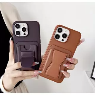 Capa tipo couro Com suporte + porta cartão Capa de Luxo Capinha de alta qualidade Courino para iPhone 11/12/13/13pro/13promax/14/14pro/14promax