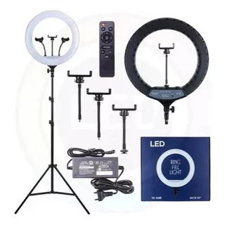 Ring Light 18 polegadas 50w Com Suporte 3 Celulares e Trip 2,10 altura Profissional 50W