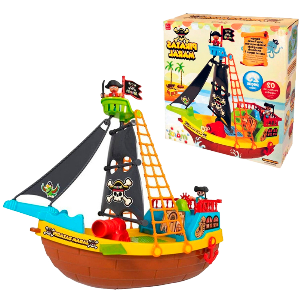 Brinquedo Infantil Barco Pirata com Bonecos Aventura Divertida com ...