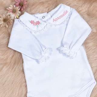 BODY BEBÊ PERSONALIZADO para Saída Maternidade Menino e Menina 100% Algodão Bordado