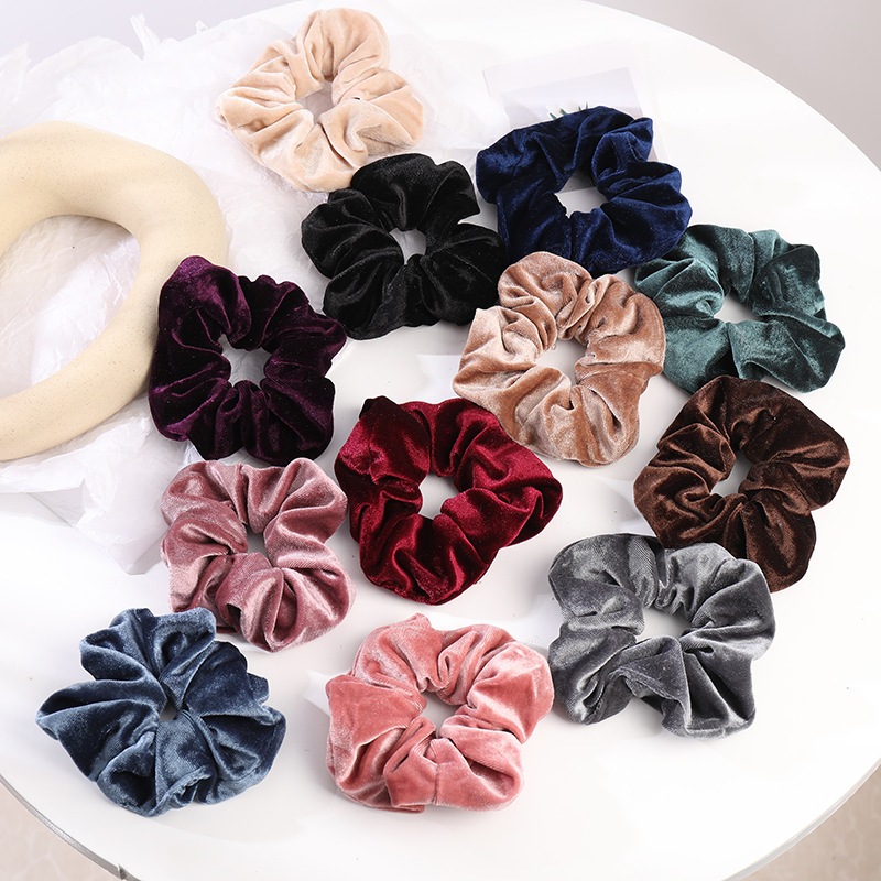 Pacote 12 Scrunchies de veludo sortidos xuxinha amarrador de cabelo