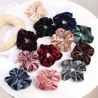 Pacote 12 Scrunchies de veludo sortidos xuxinha amarrador de cabelo