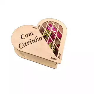 10 Caixas Coração 13 cm Com Carinho, Lembrança, Presentes, dia dos Namorados MDF - Madeira