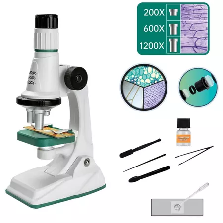 Brinquedo microscópio infantil 3 lentes de ampliação 1200x Polibrinq