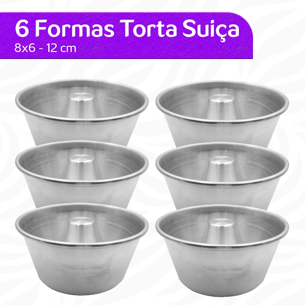 Kit 6 Forminhas 12 cm Mini Bolo Vulcao Pudim ( 12cm Boca / 8,0cm Fundo / 6cm Altura)