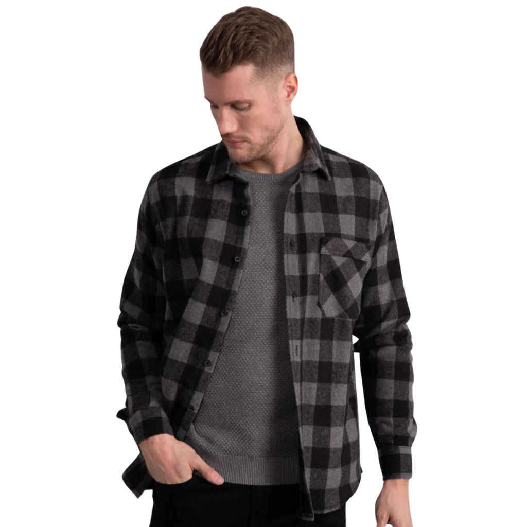 Camisa Xadrez Masculina JuninaFlanelada Manda Longa Camisa Social Masculina Com Bolso Premium