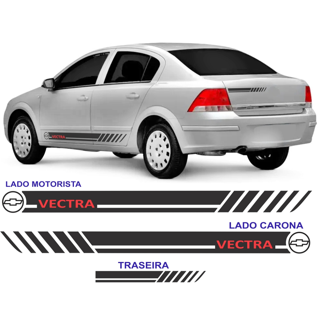 adesivos chevrolet vectra faixa lateral e traseira kit adesivos ...