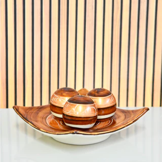 Centro Mesa Prato Decorativo kit 3 Bolas Enfeite Sala Ceramica Enfeite rack sala Desenho e liso Fruteira