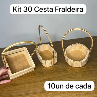 Kit 30 Cesta Fraldeira 10 quadrada+10redonda+10oval com Alça dia dos Namorados Cosméticos Presente