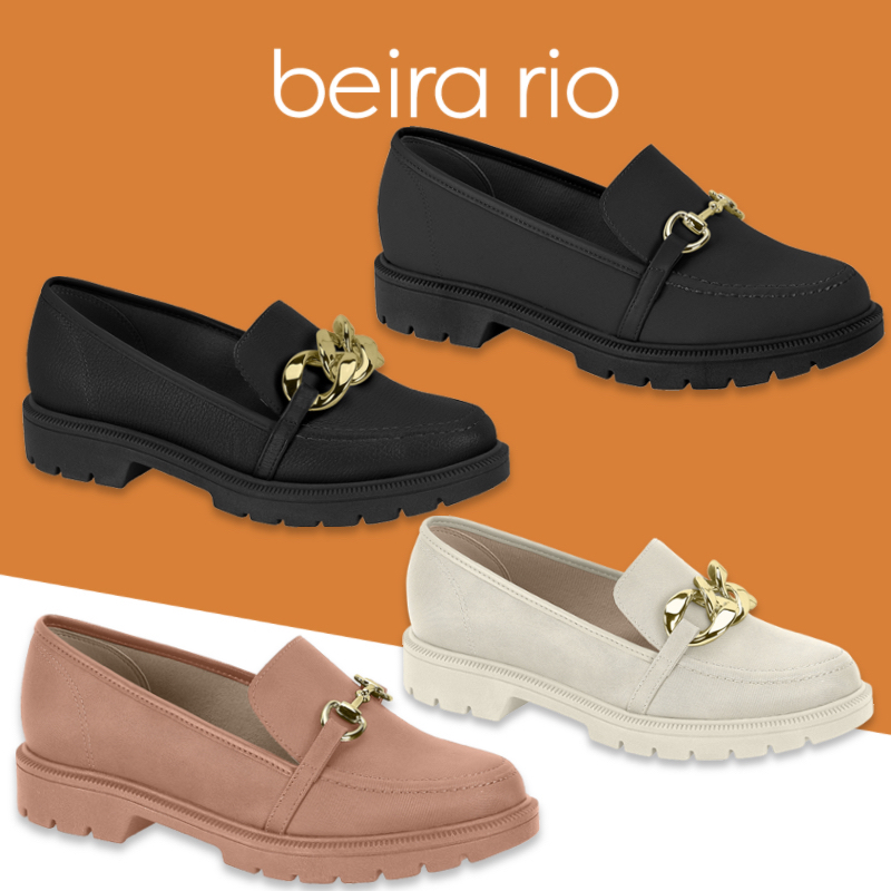 Sapato Feminino Mocassim Loafer Tratorado Beira Rio Conforto Envio Imediato