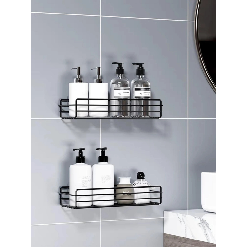 Kit 2 Prateleiras Suporte Com Alto Adesivos Para Parede Banheiro Cozinha lavanderia Shampoo