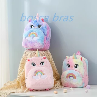 Mochilinha Bolsa Infantil De Pelúcia Fofa De Unicórnio Para Meninas Escola