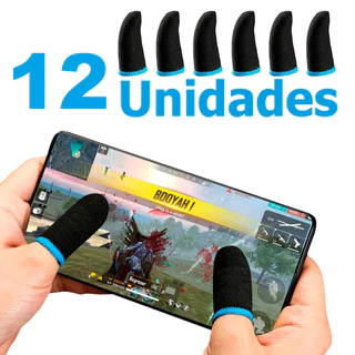 Kit 12 Luva de Dedo Anti Suor Para Jogos Free Fire Pubg Mobile Call Of Duty Fortnite Celular Fps