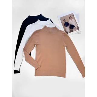 Kit 3pcs Blusa Trico Gola Alta Feminina Manga Longa Blusa De Frio Basica Importado Inverno
