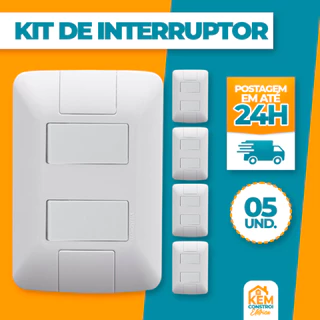 Kit 5 interruptor duplo Tramontina duas Teclas Linha Aria