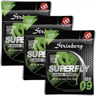 Kit 3x Encordoamento Strinberg Gs09 Jogo Cordas 09 Guitarra Gs-09
