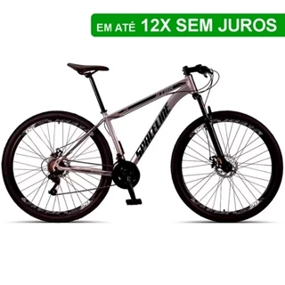 Bicicleta Aro 29 Spaceline Star 21 Marchas, Quadro de Alumínio e Freio a Disco - Prata/Preto
