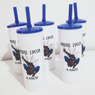 Kit 30 Copos Long Drink com Tampa e Canudo 350ml Personalizado Evento Festa Aniversário