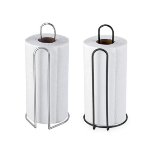 Suporte Porta Rolo de Papel Toalha Vertical Prata e Preto Passerini 357-7/636-3