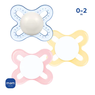 Chupeta MAM 0-2 Meses Start Bico Simétrico Silicone Bebê Infantil Recém Nascido Rosa e Azul Neutra