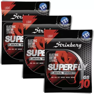 Kit 3 Encordoamento Guitarra Strinberg Gs-10 0.10 Cordas Nickel
