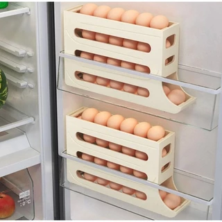 Space Saving Refrigerador Egg Storage Box Four Tier Rolo De Ovo Automático De Grande Capacidade Rack Organizador De Ovos Dispensador Cozinha Doméstica Dedicado