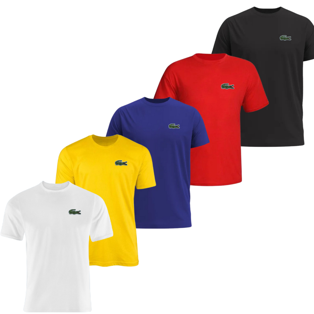 Kit 5 Camisetas Camisas Masculina M, G, GG, G1, G2, G3 100% Algodão Básica Regular Fit Slim