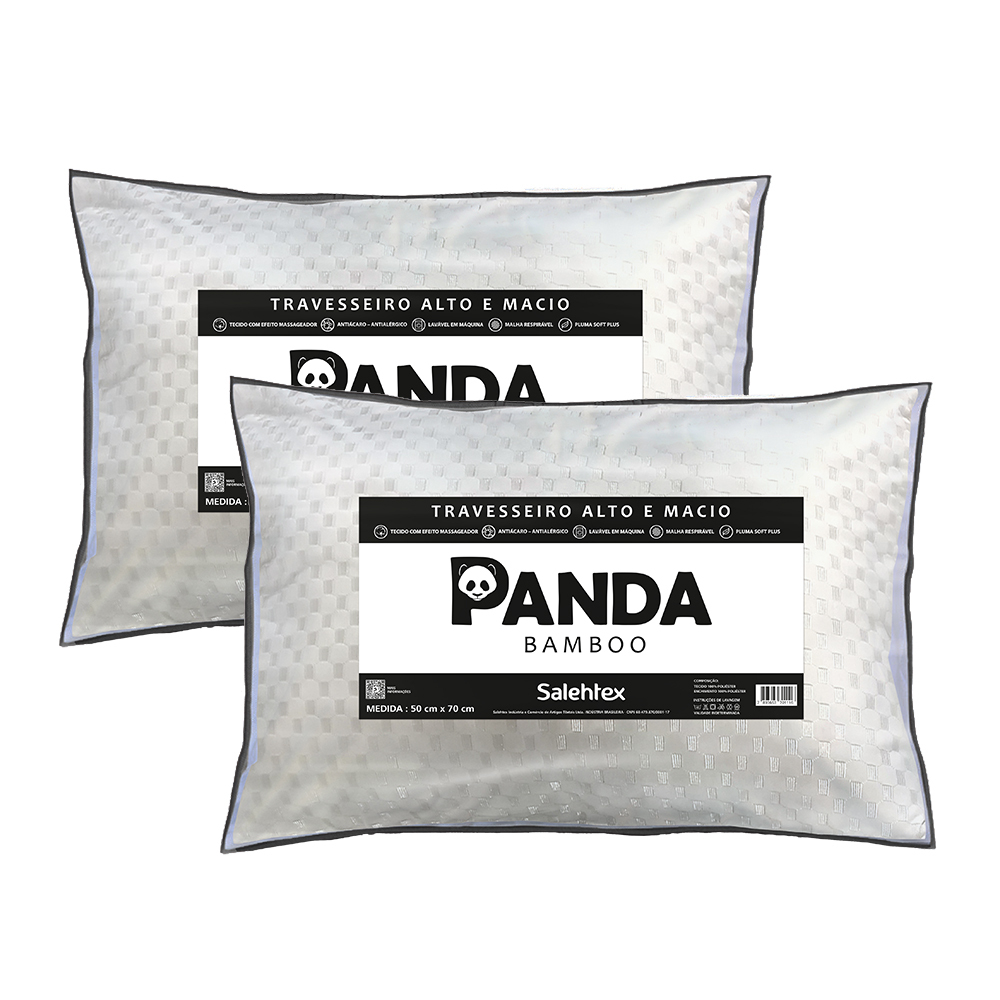 Travesseiro Massageador Panda Alto Macio Fibra Soft Tecido Respirável