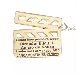 Chaveiros Fomato Claquete em acrílico espelhado (50~200 unidades)