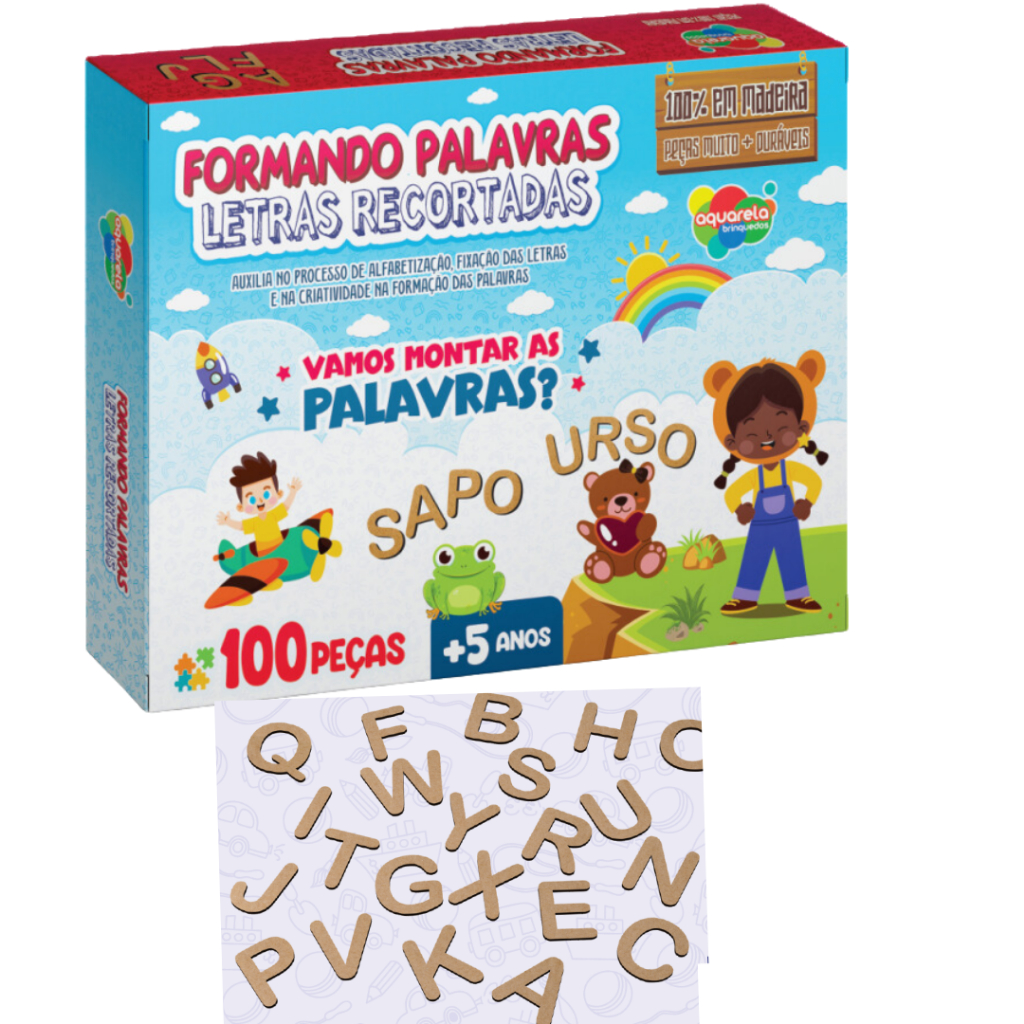 Formando Palavras Letras Recortadas 100 peças em MDF Educativo ...