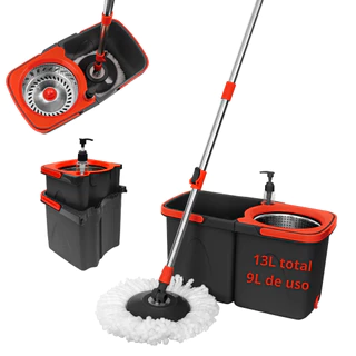 Mop Esfregão Duo Giratório Desmontável Duas Águas Cesto Inox Original Powermaid
