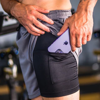 kit com 2 shorts 2 em 1 homem academia e treino esporte fit dry fit short 2x1 bermuda de treino