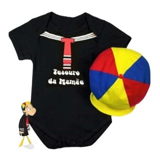 Body Bebê Temático kiko Kit Body + Boina Mesversario Fantasia Infantil