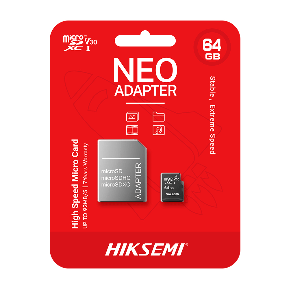 Cartão de Memória Hiksemi NEO MicroSDHC/MicroSDXC Classe 10 UHS-I Até 30 MB/s 64GB
