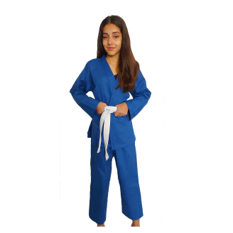 Kimono liso infantil, brim alta qualidade e resistência do fabricante para você, faixa branca lisa.