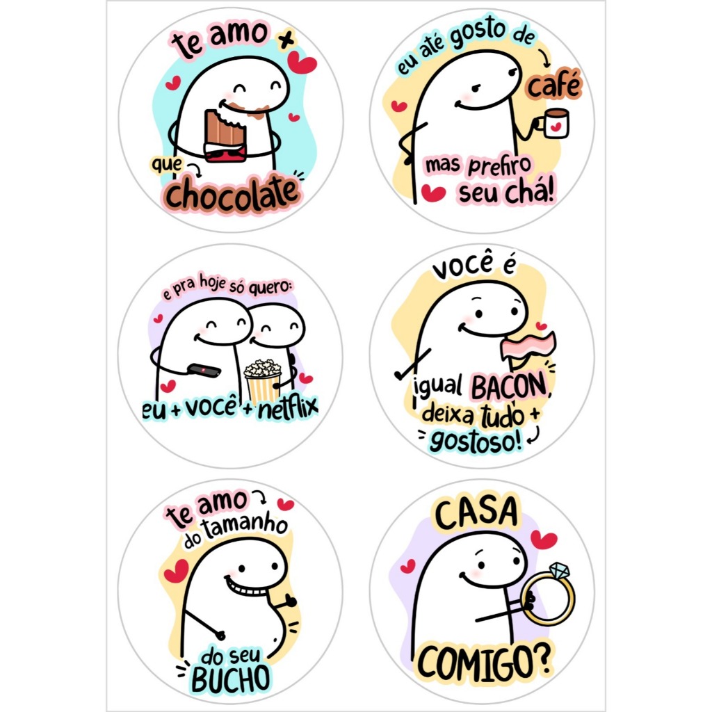 6 Papel Arroz Bento Cake Casal Namorados Frases Comidas 9cm