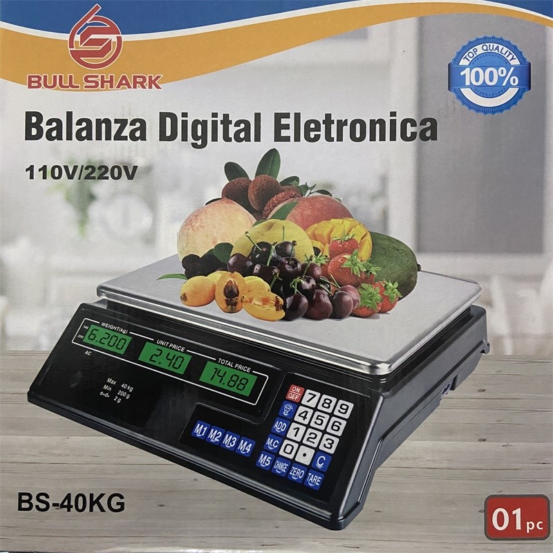 Balança digital 40kg bivolts 110/220v eletrônica recarregável balanca digital para comercio