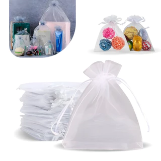 Kit 20/50/100 Saquinho Organza Branco 7x9 / 9x12 / 10x15 Lembrancinha Festas Presente Jóias