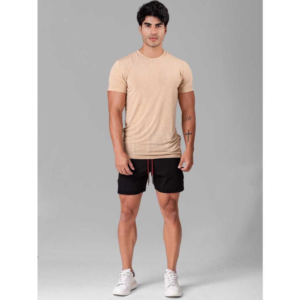 Camiseta basica de linho slim fit gola O