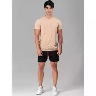 Camiseta basica de linho slim fit gola O