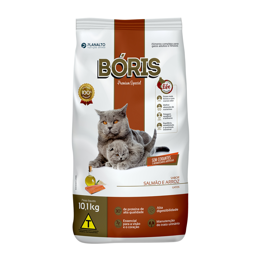 Ração Boris Gato Premium Especial 10,1 kg | Salmão e Arroz | Shopee Brasil
