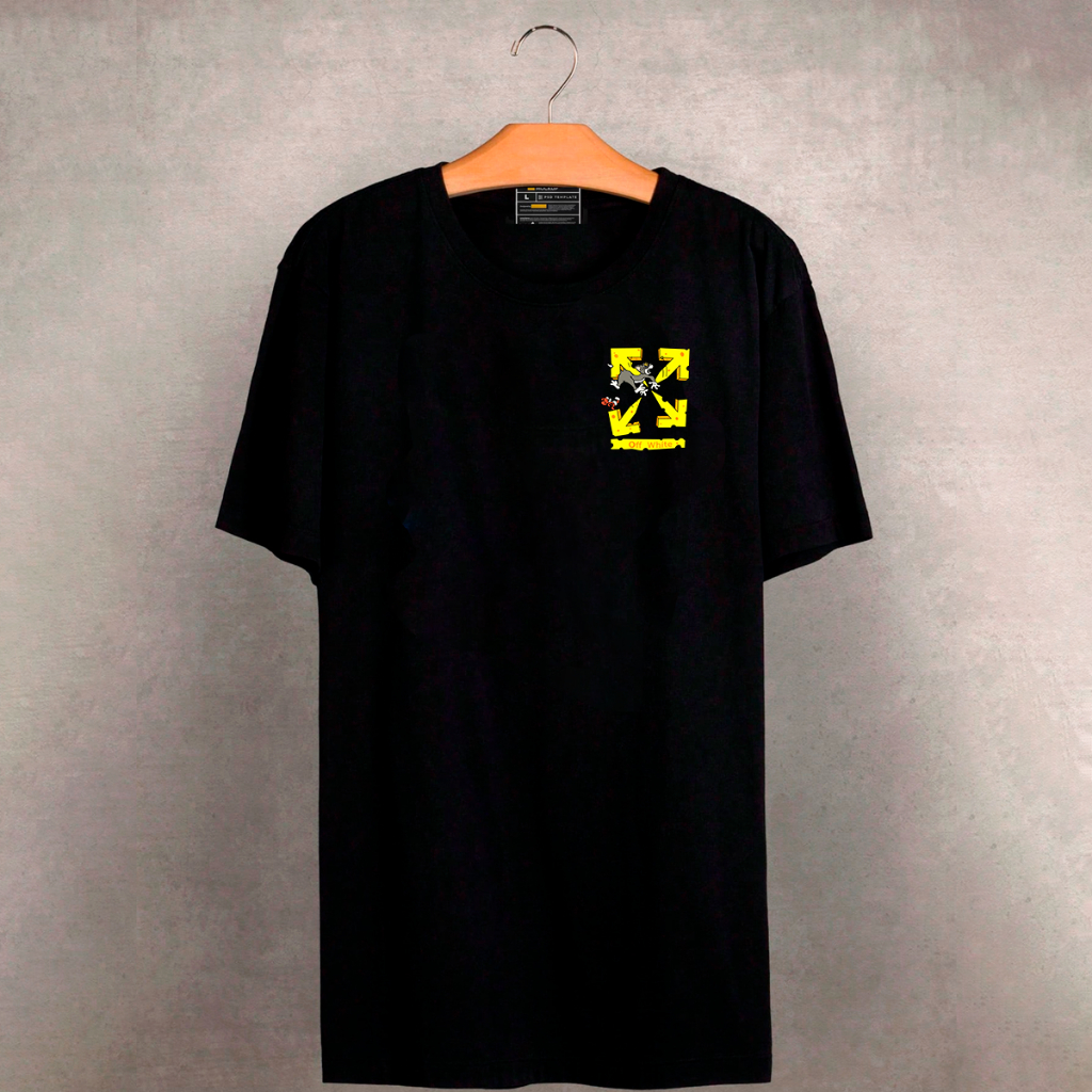 Camiseta Masculina Algodão Off White Casual Premium Lançamento Tom e Jerry