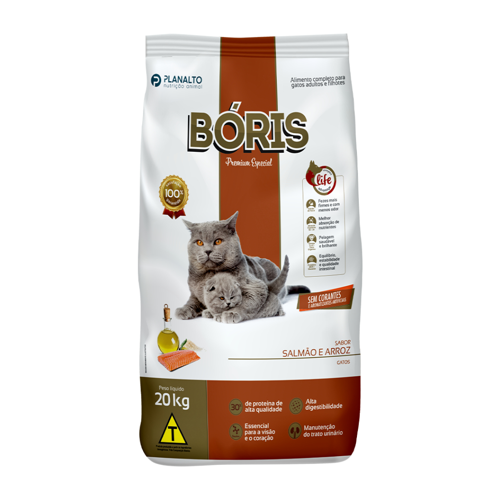 Ração Boris Gato Premium Especial 20 kg | Salmão e Arroz | Shopee Brasil