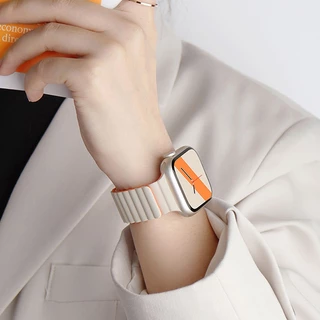 Pulseira De Silicone Magnética Para Apple Watch Band Série Ultra 49mm 9 6 3 Compativel iWatch 38 40 41 44 45mm