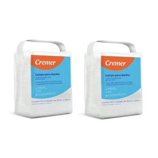 Kit 2 Lenço Para Banho No Leito Cremer Pacote C/50 Unidades