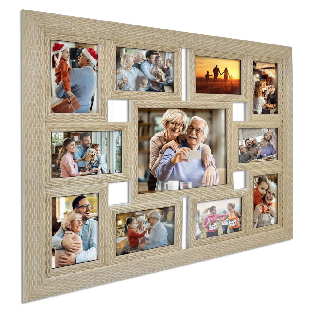 Painel Quadro Multifotos Grande Com Vidro Parede 10 Fotos 10x15 e 1 foto 20x25