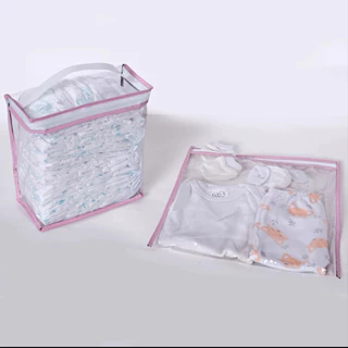 Kit 2 Nécessaire Transparente Organizador Bolsa Mala Saída Maternidade Troca e Fralda bebe