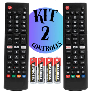 KIT 2 Controle para Tv LG Universal Compatível com Smart Tv LG 4k AKB Botão Netflix e Amazon